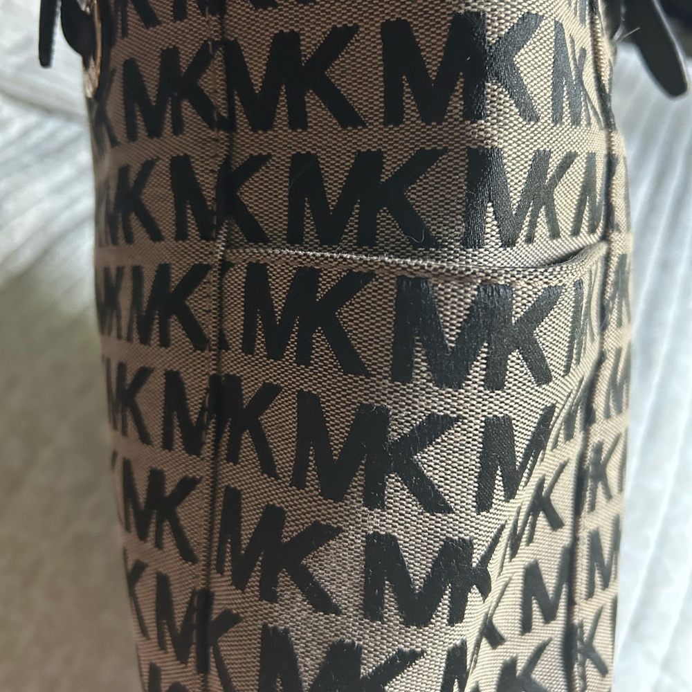 Michael Kors Black and Tan Monogram Tote - Picture 10 of 10